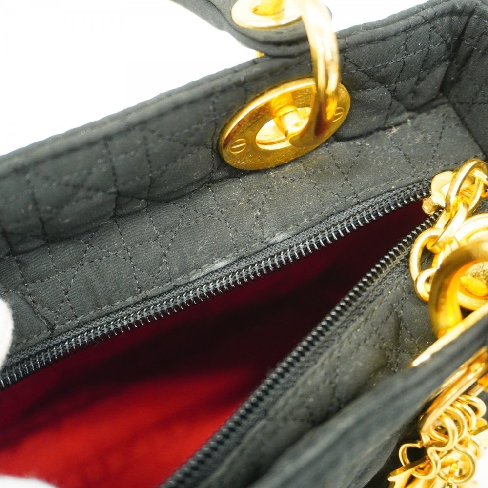 Christian Dior Handbag Cannage Lady Nylon Black Women's - Picture 9 of 14